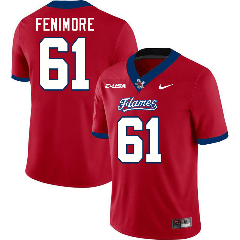 Liberty Flames #61 Aaron Fenimore College Football Jerseys Stitched-Red